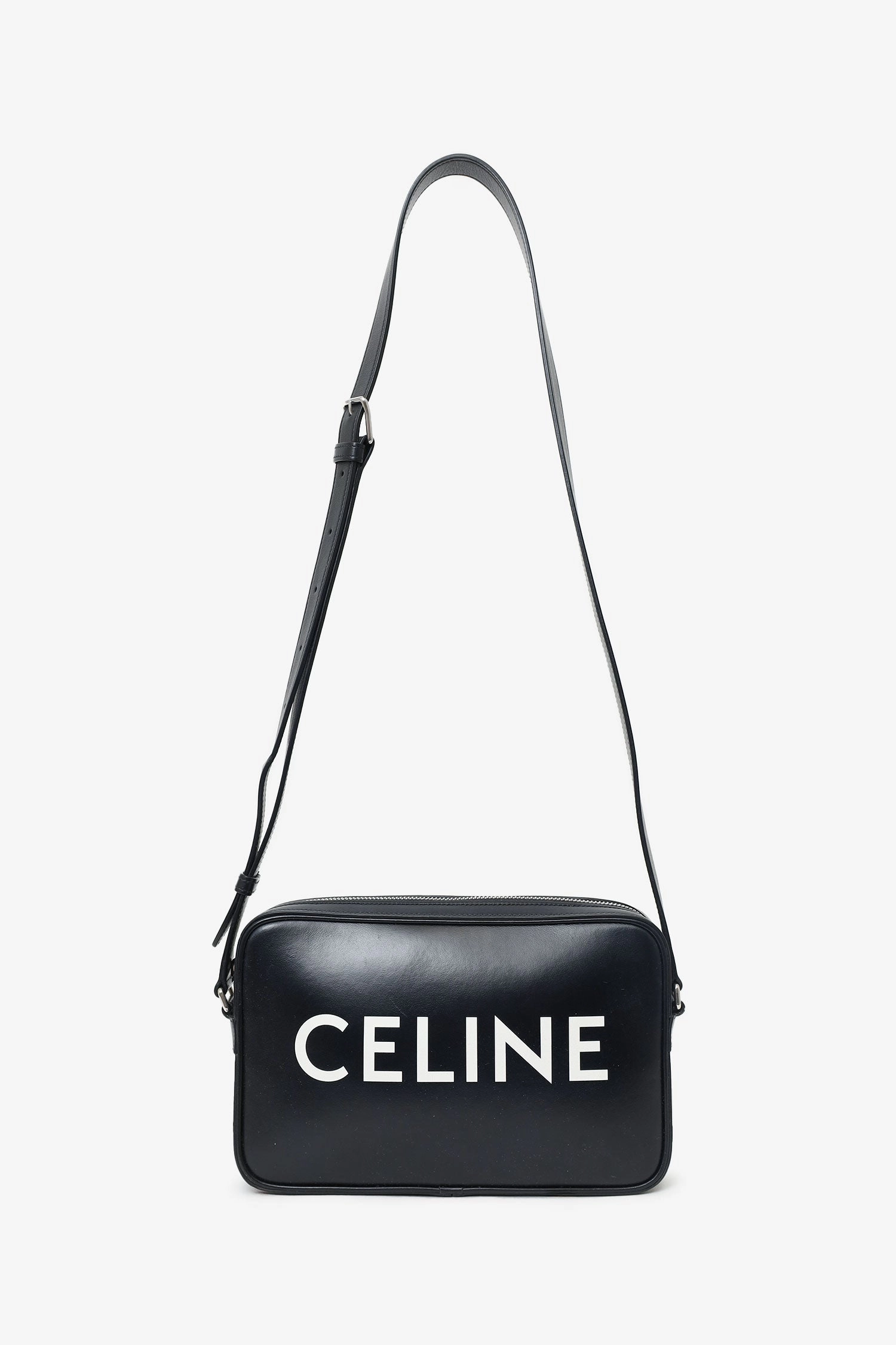 Celine Black Logo Messenger Bag