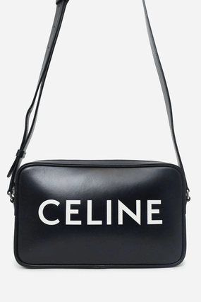 Celine Black Logo Messenger Bag
