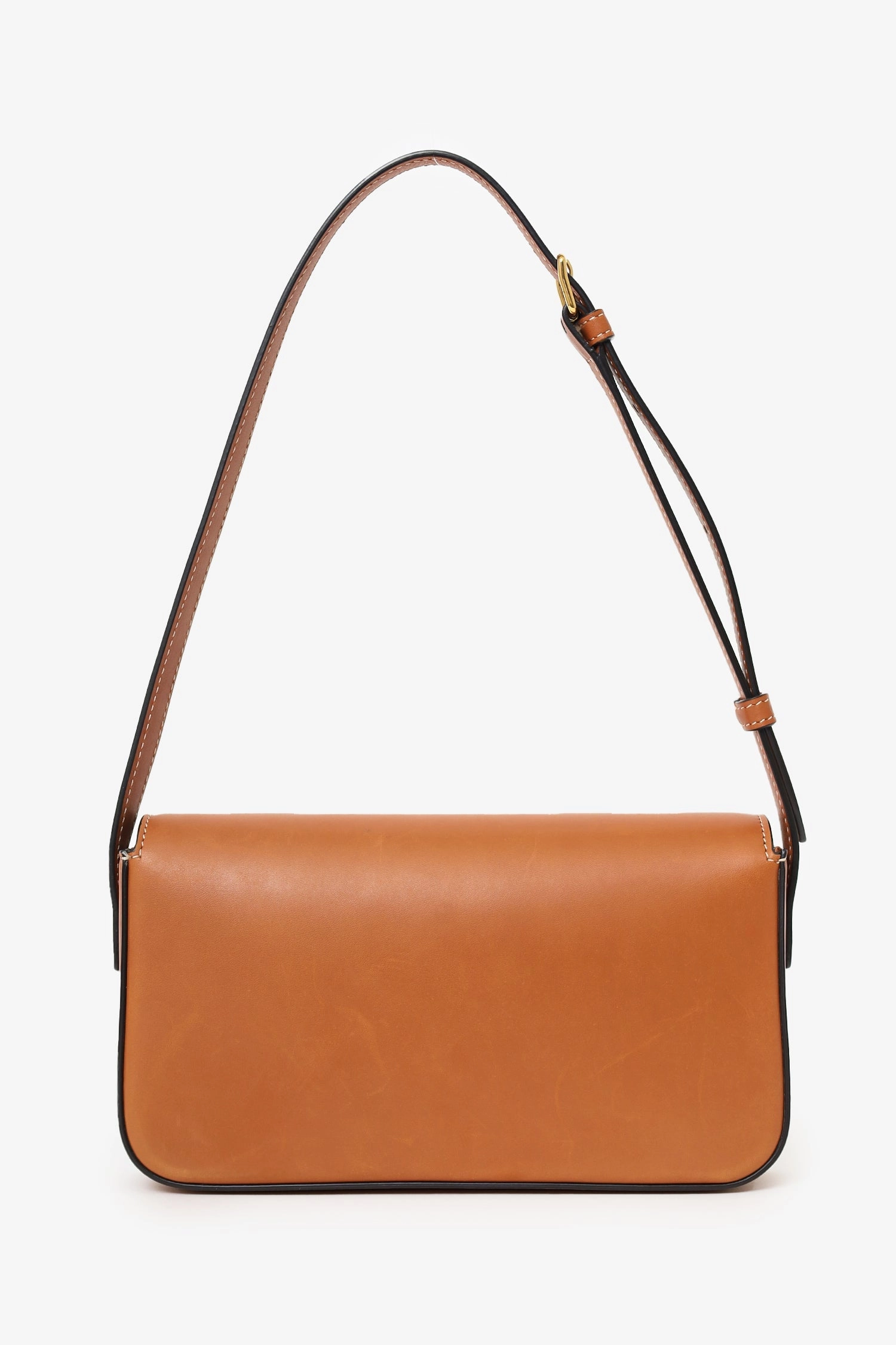 Celine Brown Shiny Calfskin Triomphe Shoulder Bag