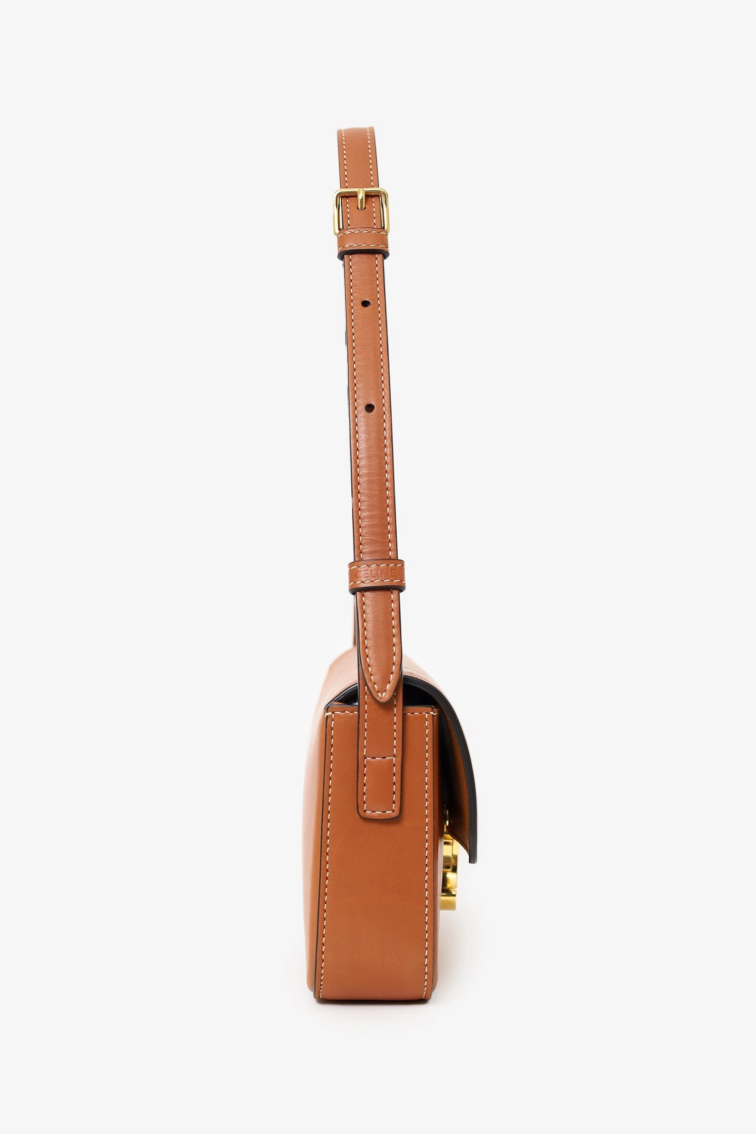Celine Brown Shiny Calfskin Triomphe Shoulder Bag
