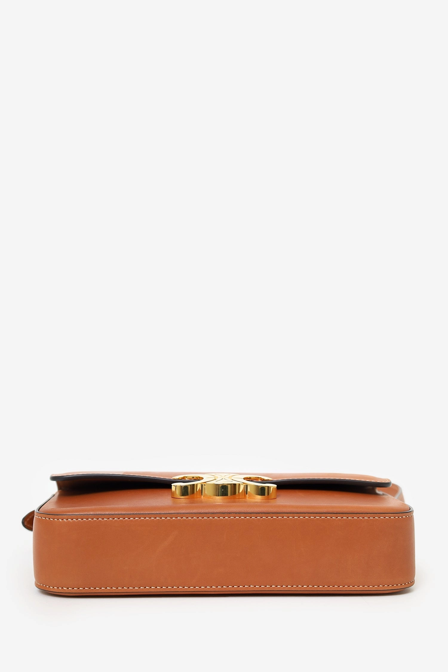 Celine Brown Shiny Calfskin Triomphe Shoulder Bag