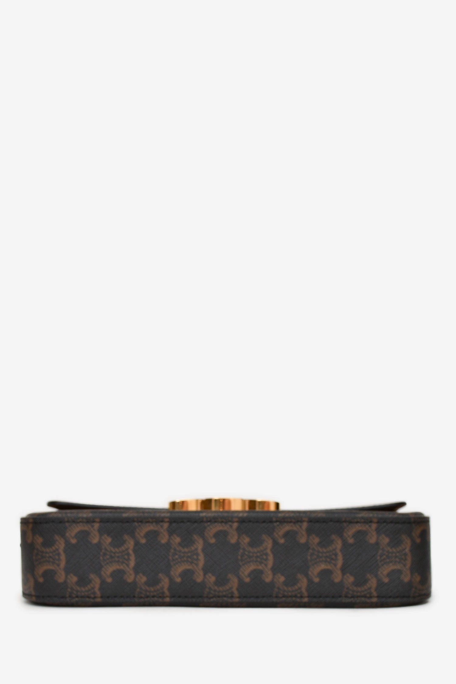 Celine Brown Triomphe Canvas & Calfskin 'Claude' Shoulder Bag