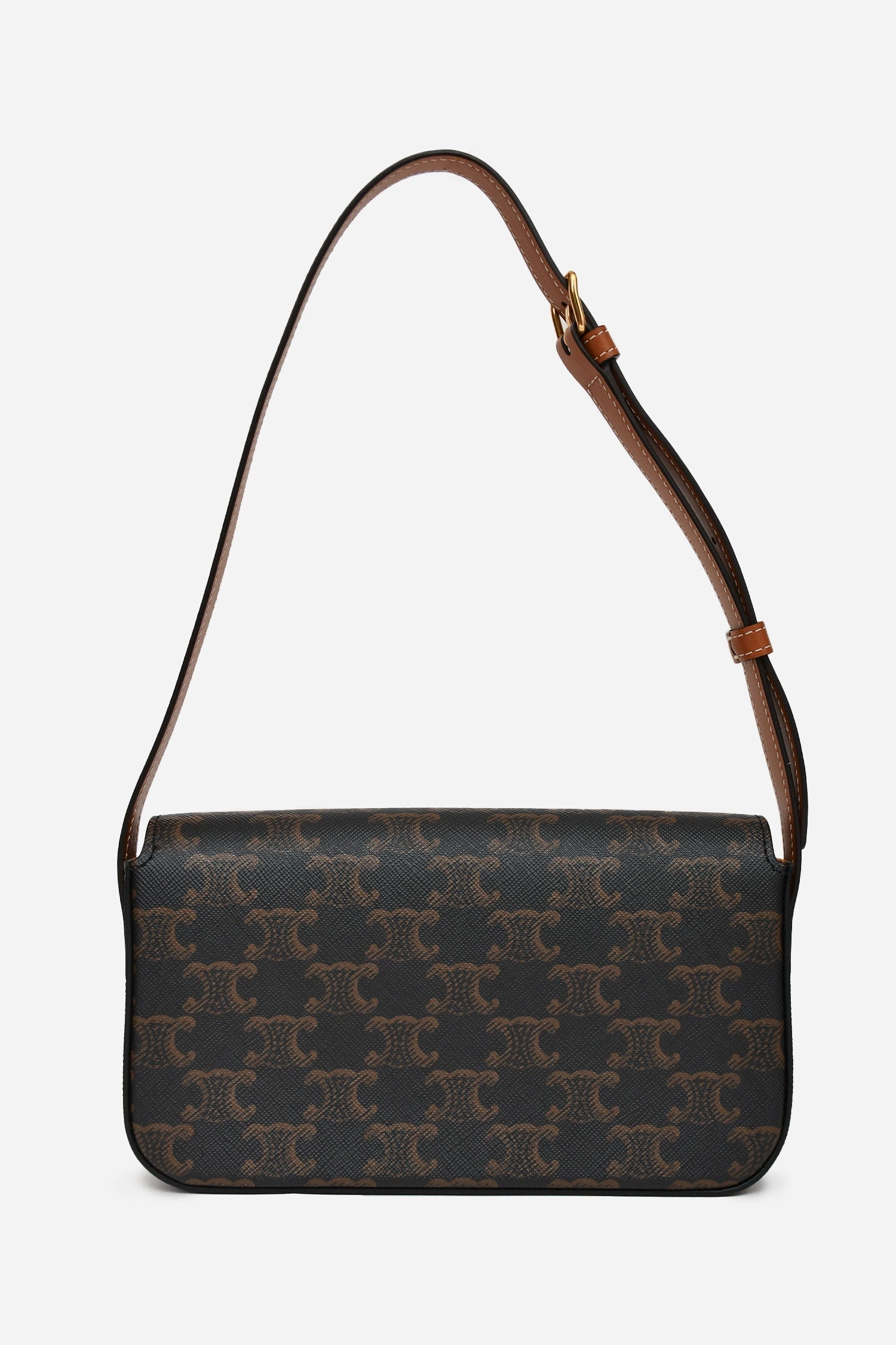Celine Brown Triomphe Canvas & Calfskin 'Claude' Shoulder Bag