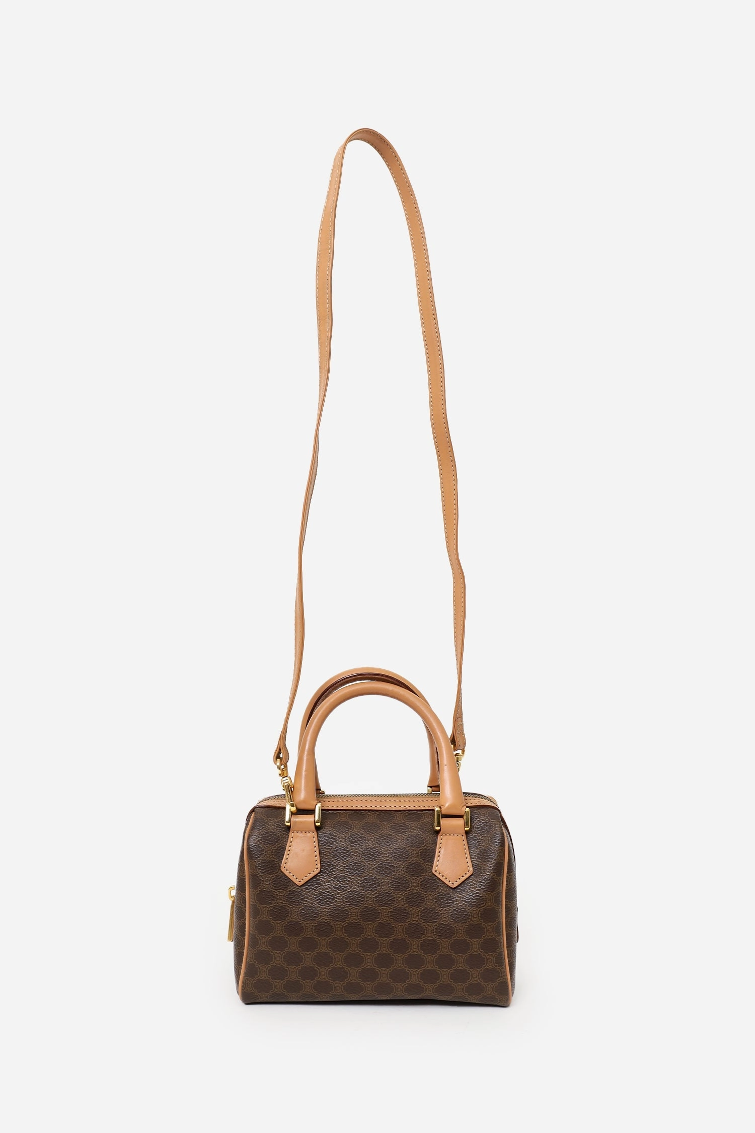 Celine Brown Vintage Mini Macadam Boston Bag