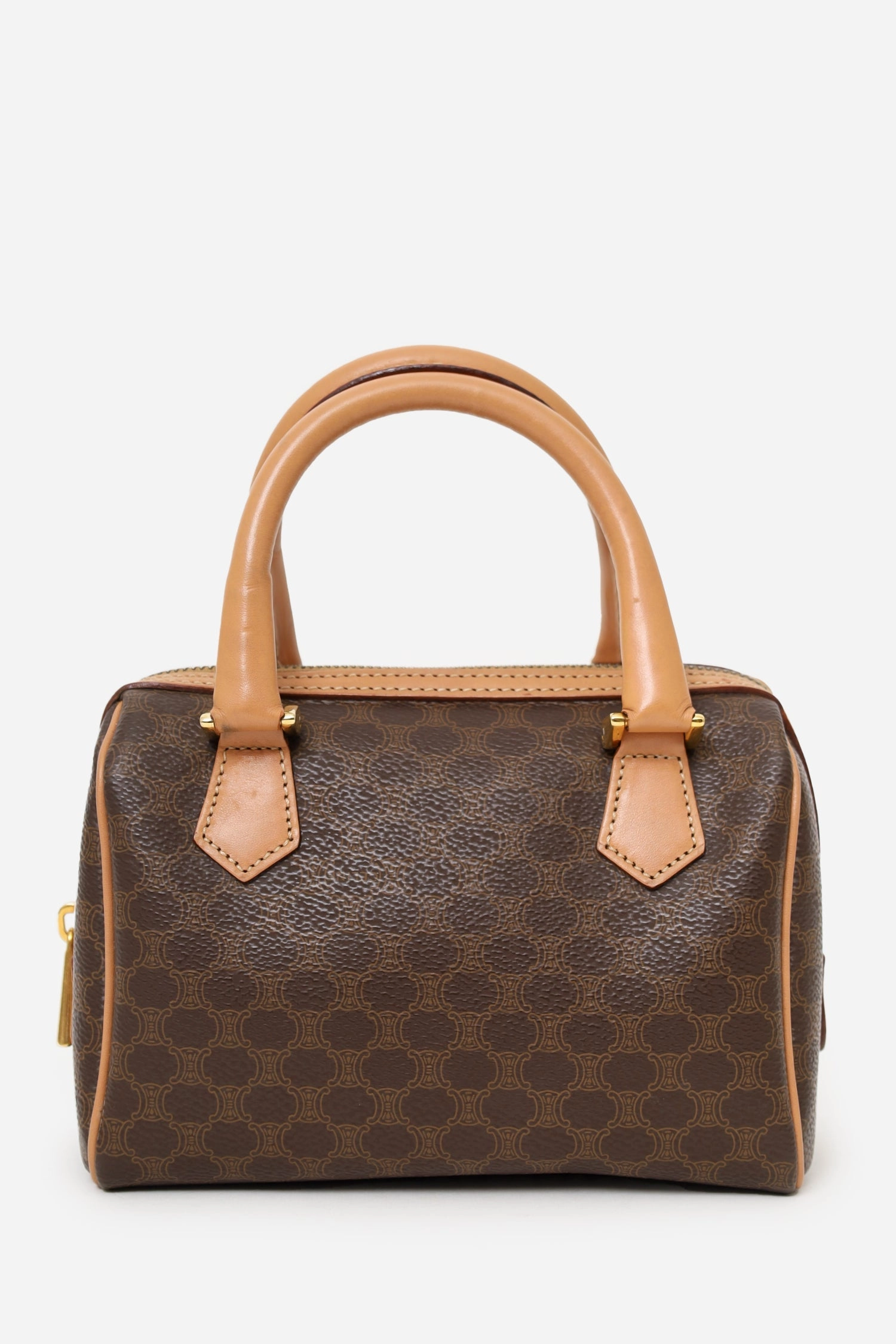 Celine Brown Vintage Mini Macadam Boston Bag