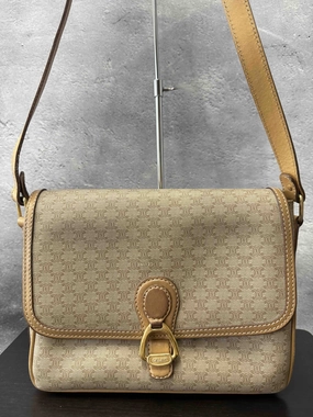 Celine Crossbody Bag JU31225000 Tan Canvas Crossbody Bag