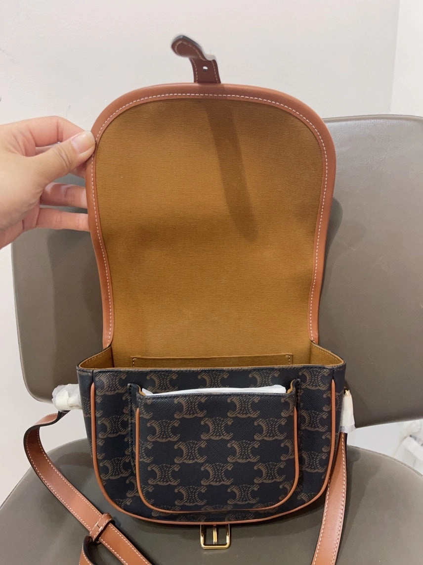 Celine Folco Brown Leather Crossbody Bag