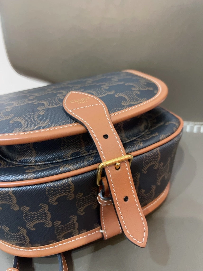 Celine Folco Brown Leather Crossbody Bag