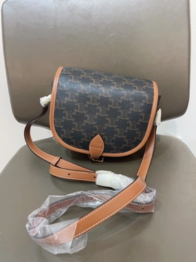 Celine Folco Brown Leather Crossbody Bag