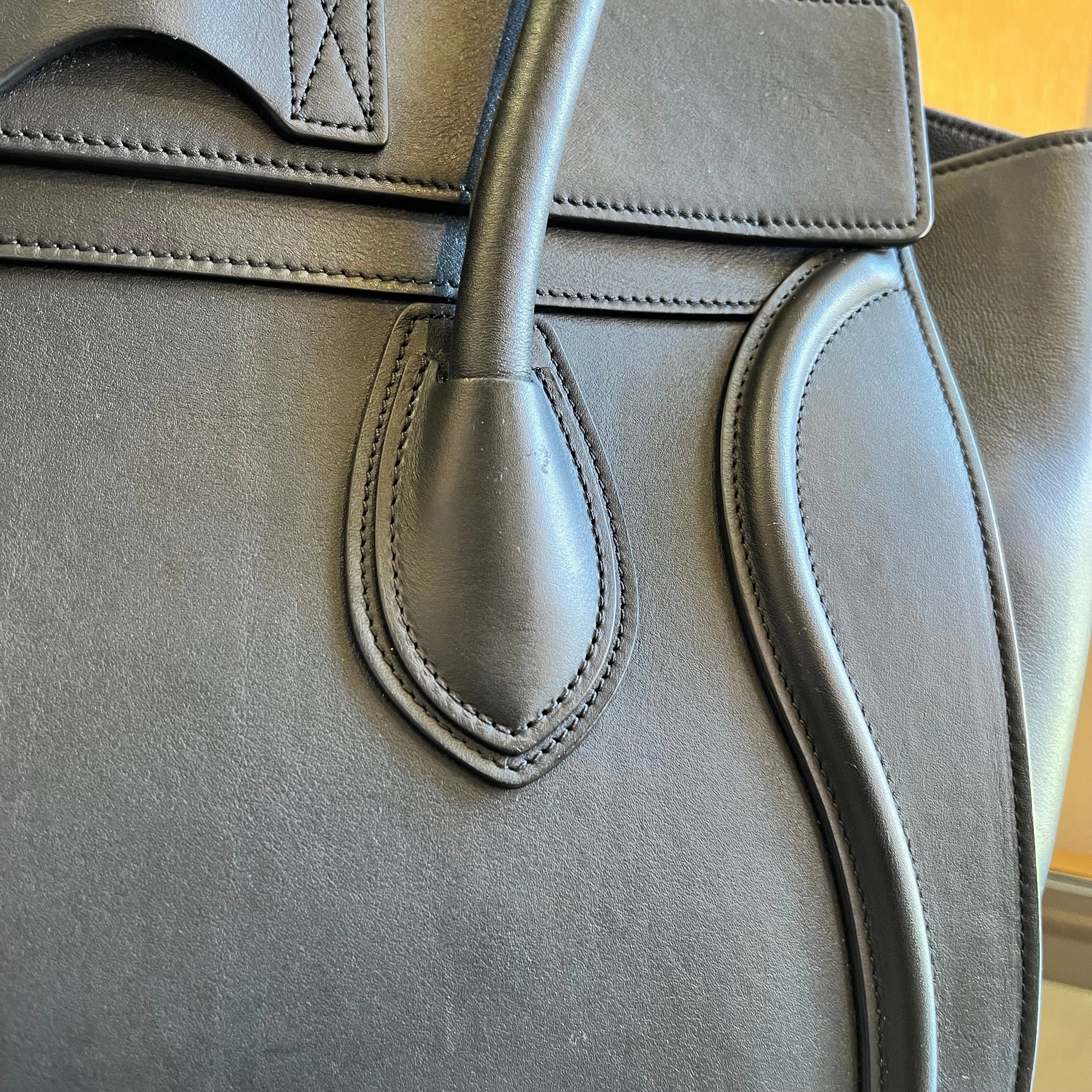 CELINE Luggage Mini Black Smooth Calfskin Leather Tote Bag