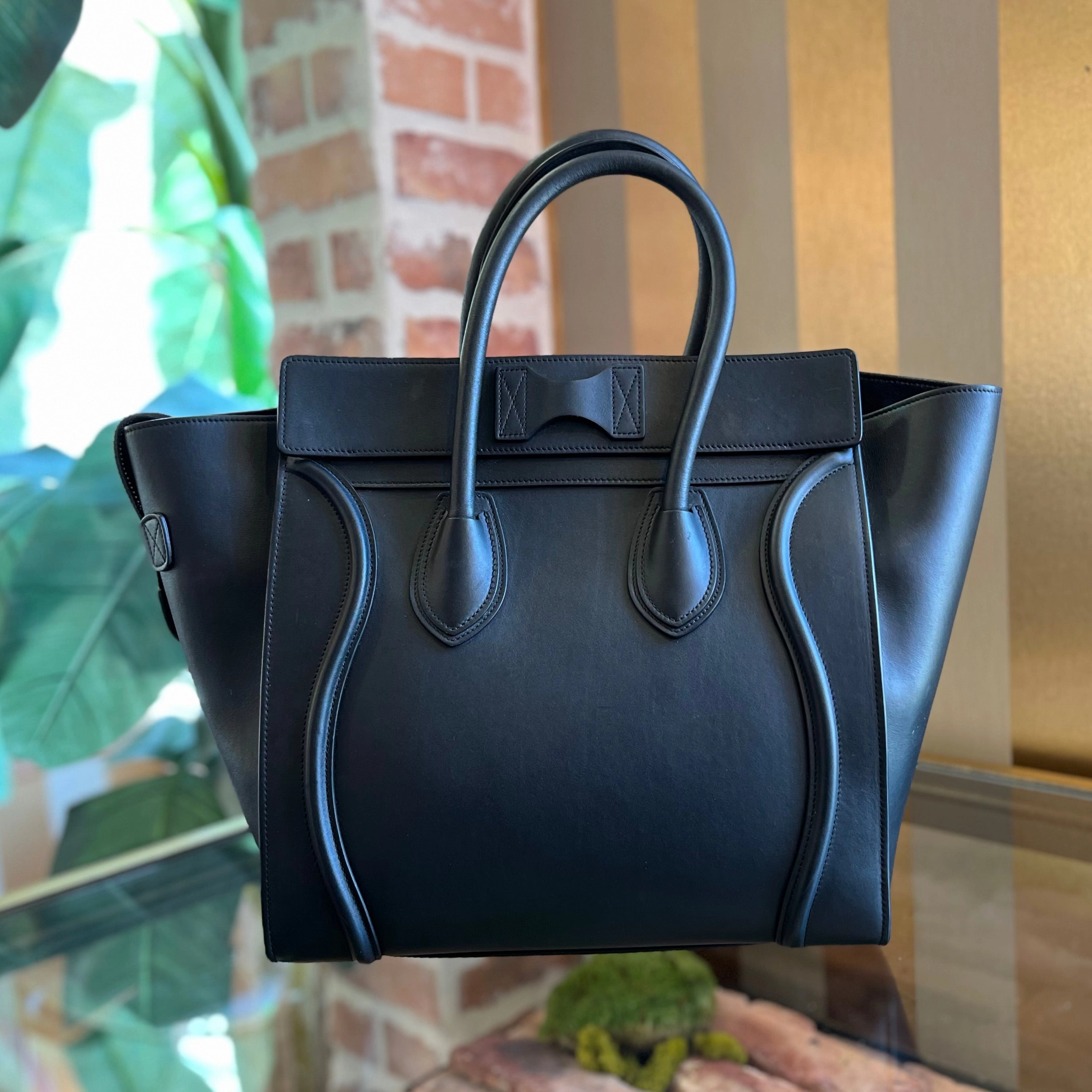 CELINE Luggage Mini Black Smooth Calfskin Leather Tote Bag