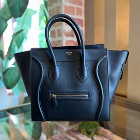 CELINE Luggage Mini Black Smooth Calfskin Leather Tote Bag