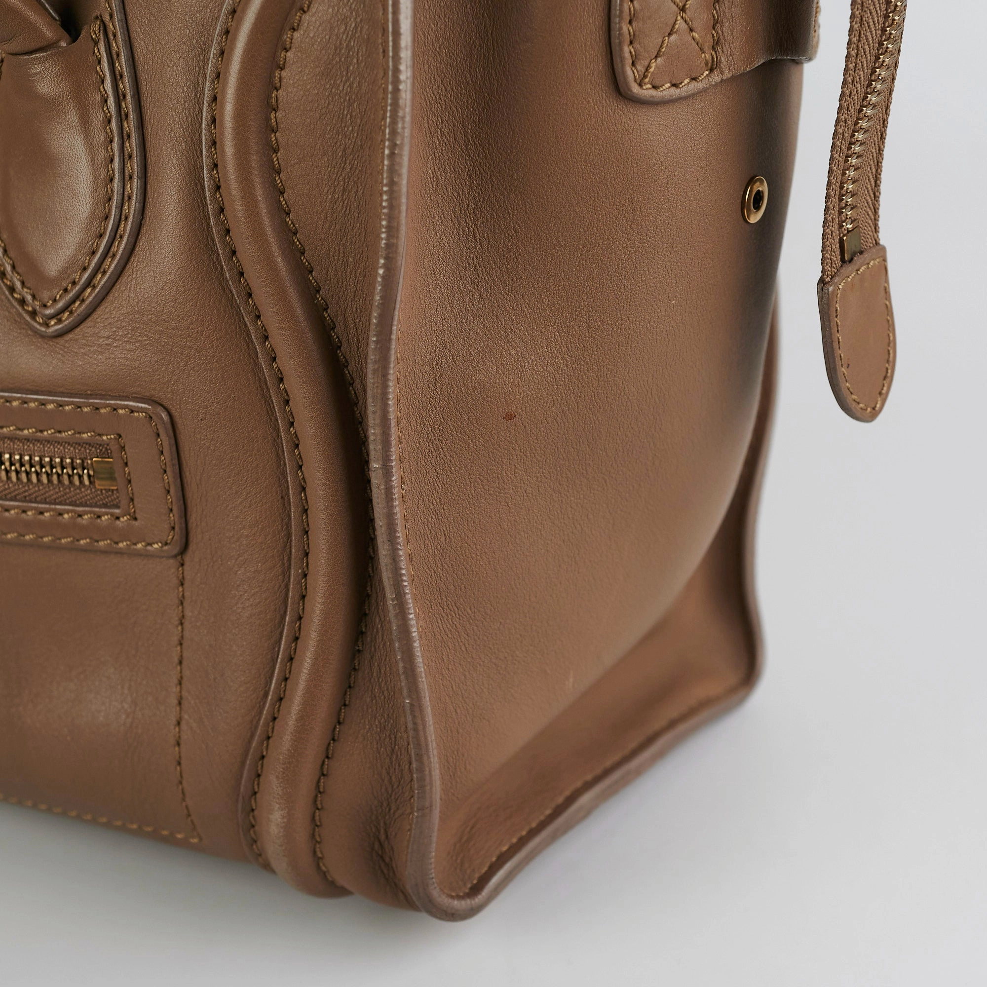 Celine Micro Luggage Taupe Tote