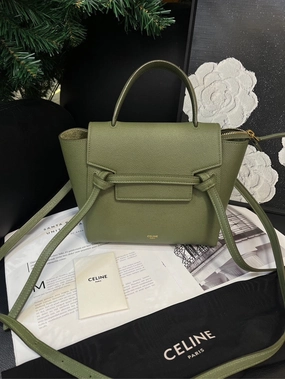 Celine Nano Belt Catfish Olive Green Crossbody Bag