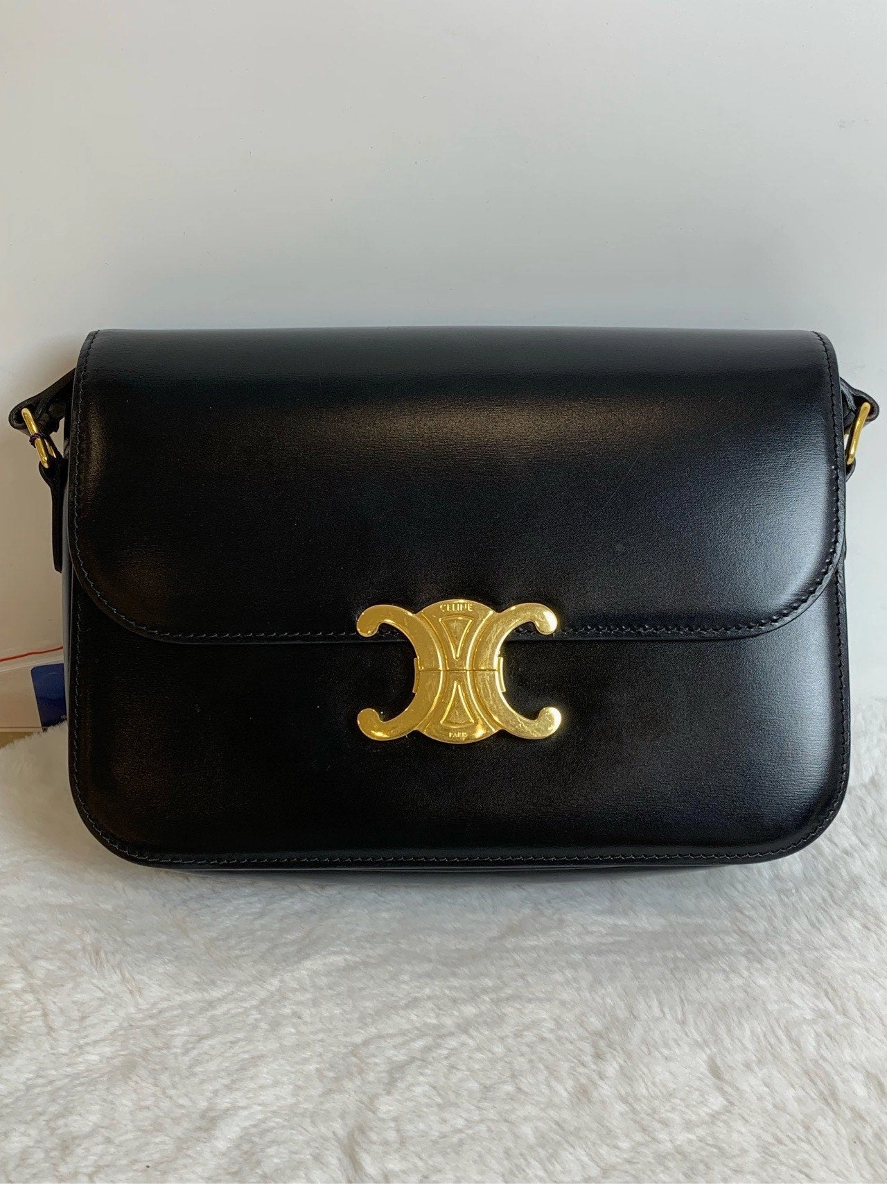 Celine Triumph Bag M Black Leather Crossbody