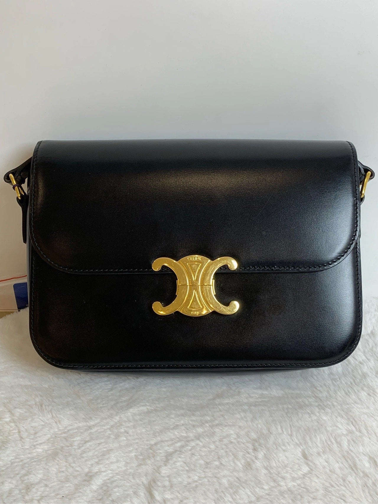Celine Triumph Bag M Black Leather Crossbody