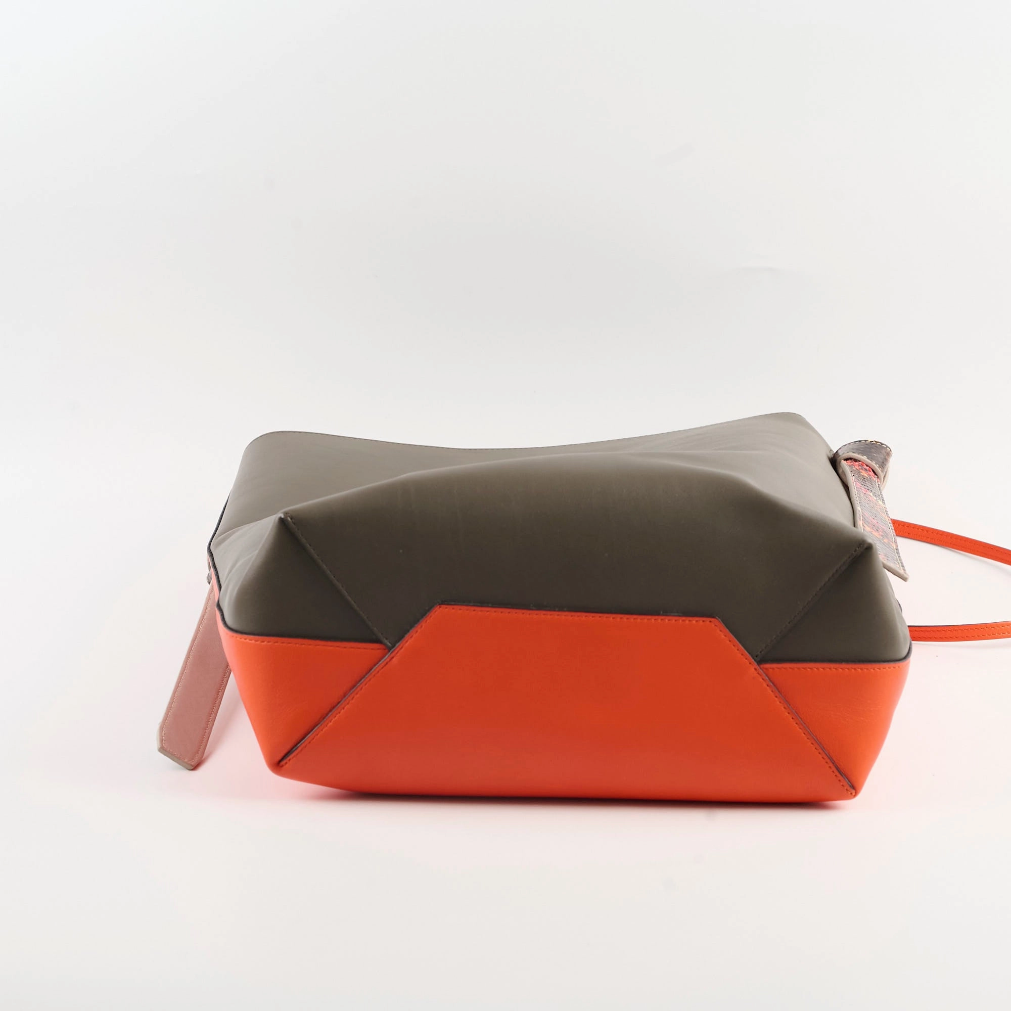Celine Twisted Leather Cabas Tote Orange/Grey