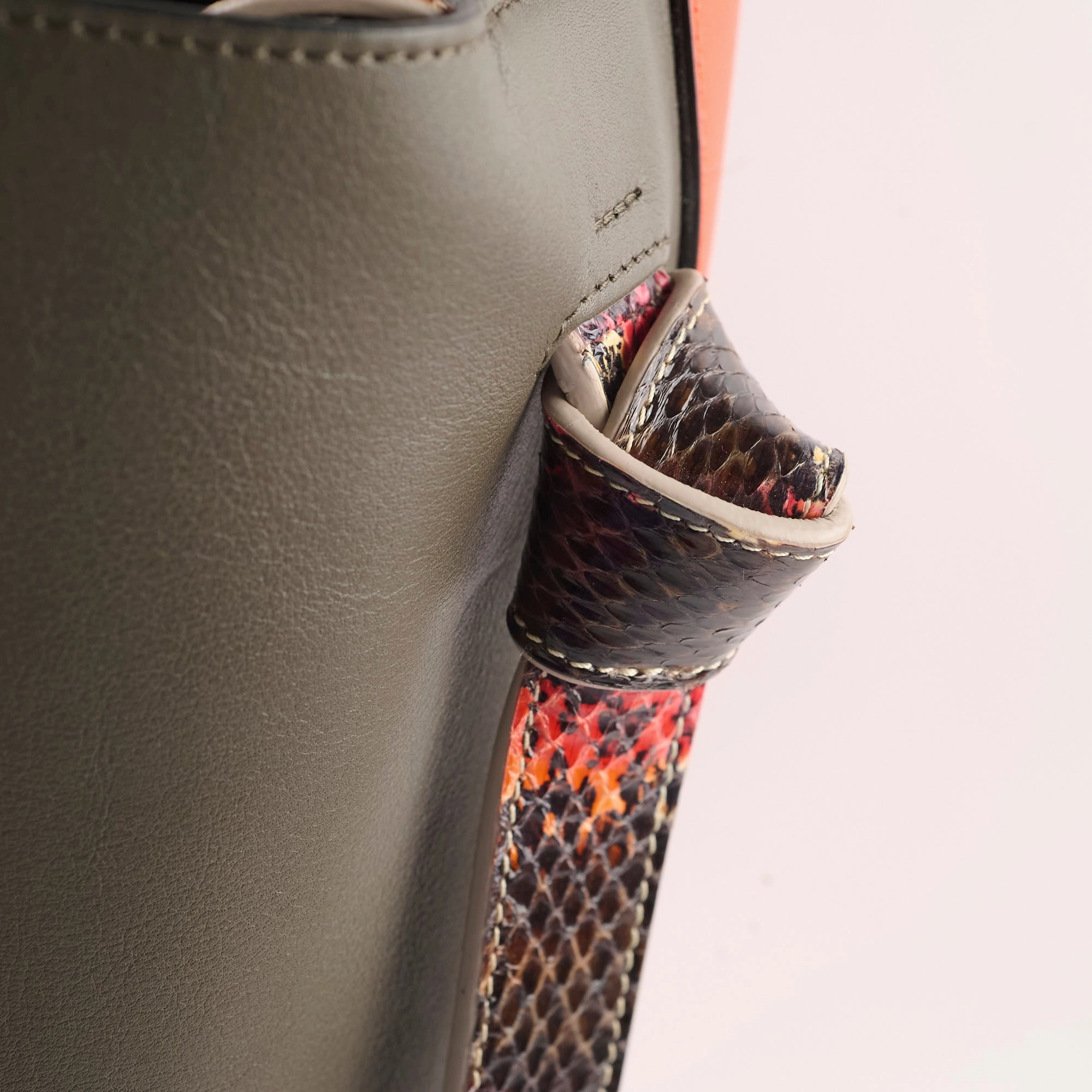 Celine Twisted Leather Cabas Tote Orange/Grey