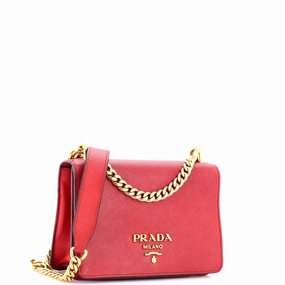 Chain Flap Crossbody Bag Saffiano Leather Mini