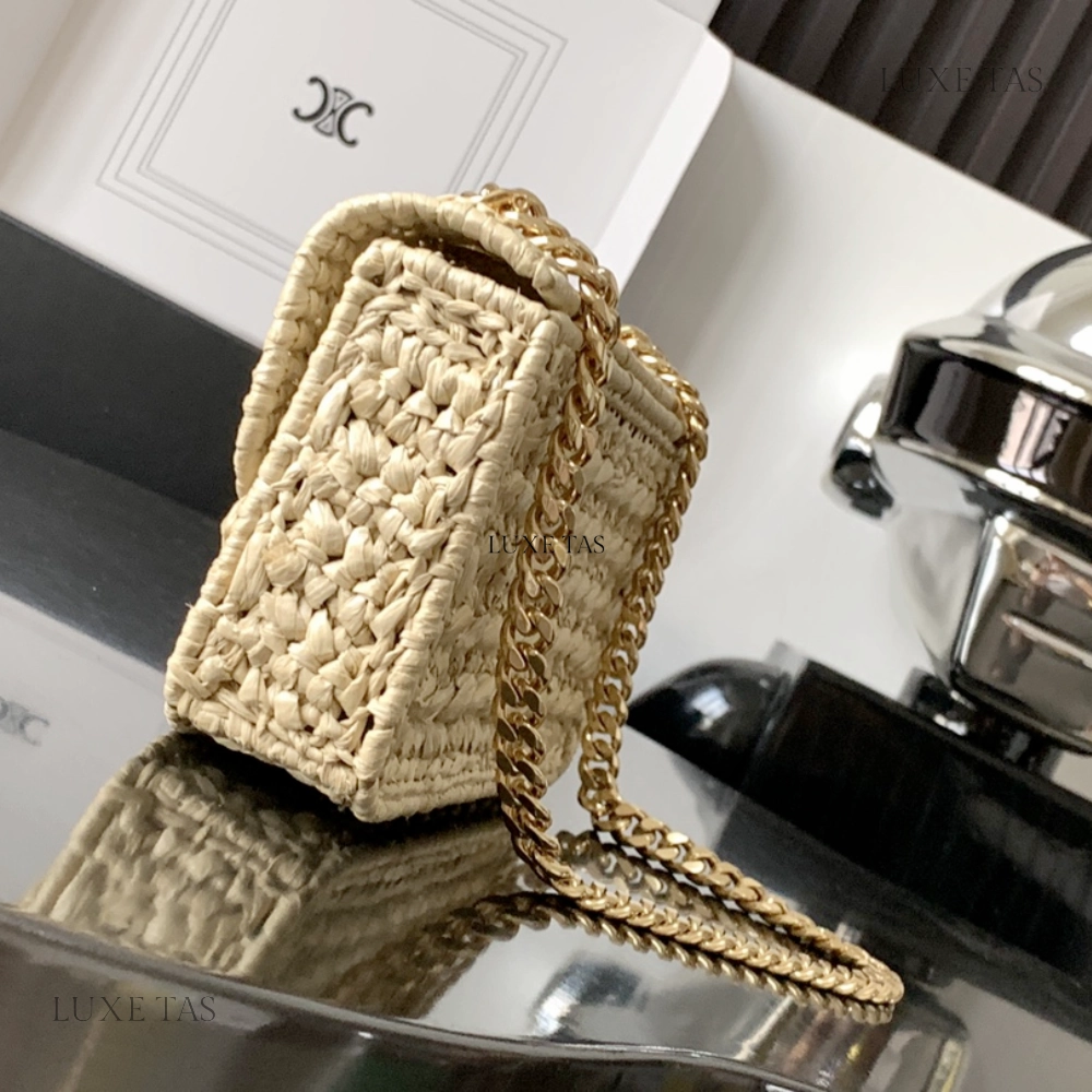 Chain Shoulder Bag Triomphe In Raffia Natural Shoulder Bag for Women