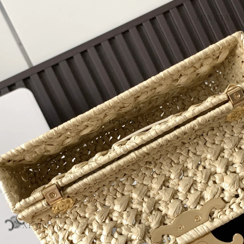 Chain Shoulder Bag Triomphe In Raffia Natural Shoulder Bag for Women