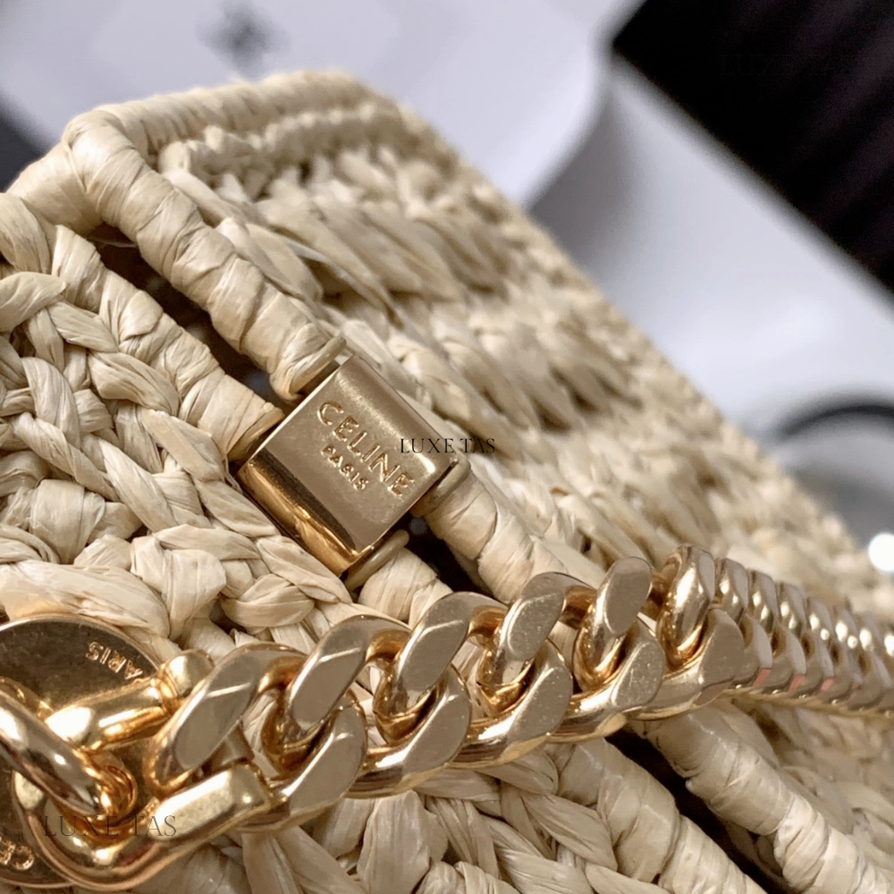 Chain Shoulder Bag Triomphe In Raffia Natural Shoulder Bag for Women