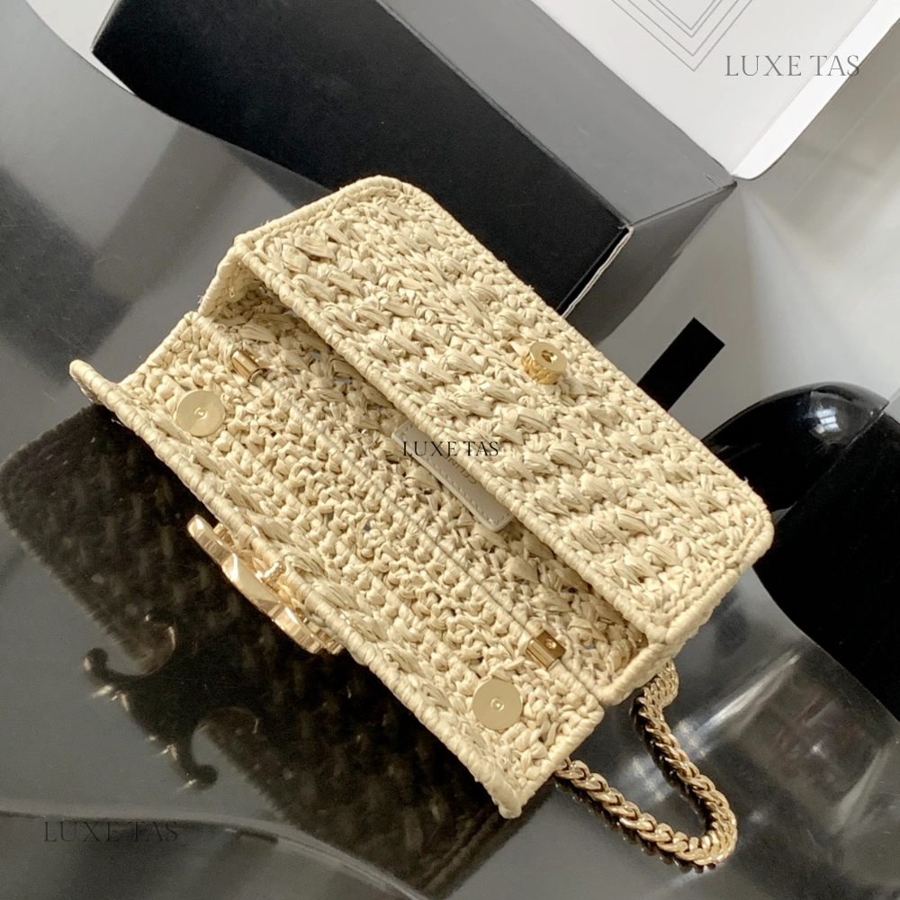 Chain Shoulder Bag Triomphe In Raffia Natural Shoulder Bag for Women