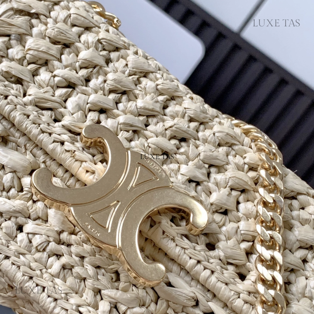 Chain Shoulder Bag Triomphe In Raffia Natural Shoulder Bag for Women