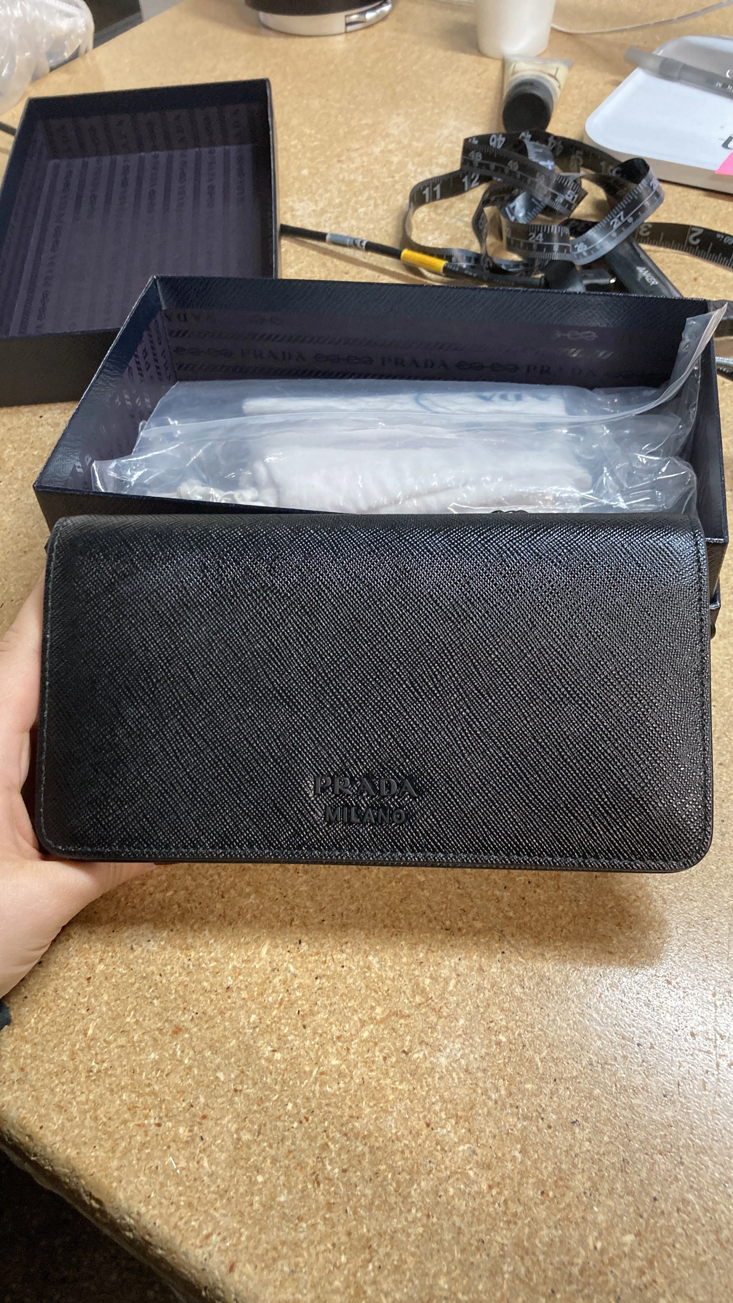 Chain Wallet Crossbody Saffiano Leather