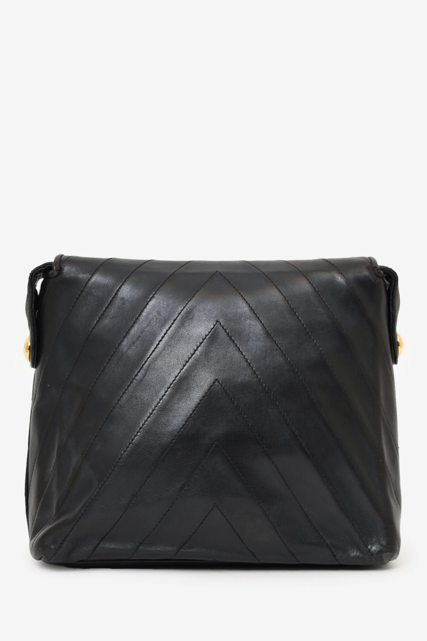 Chanel 1994-96 Black Quilted Lambskin Chevron Flap Shoulder Bag