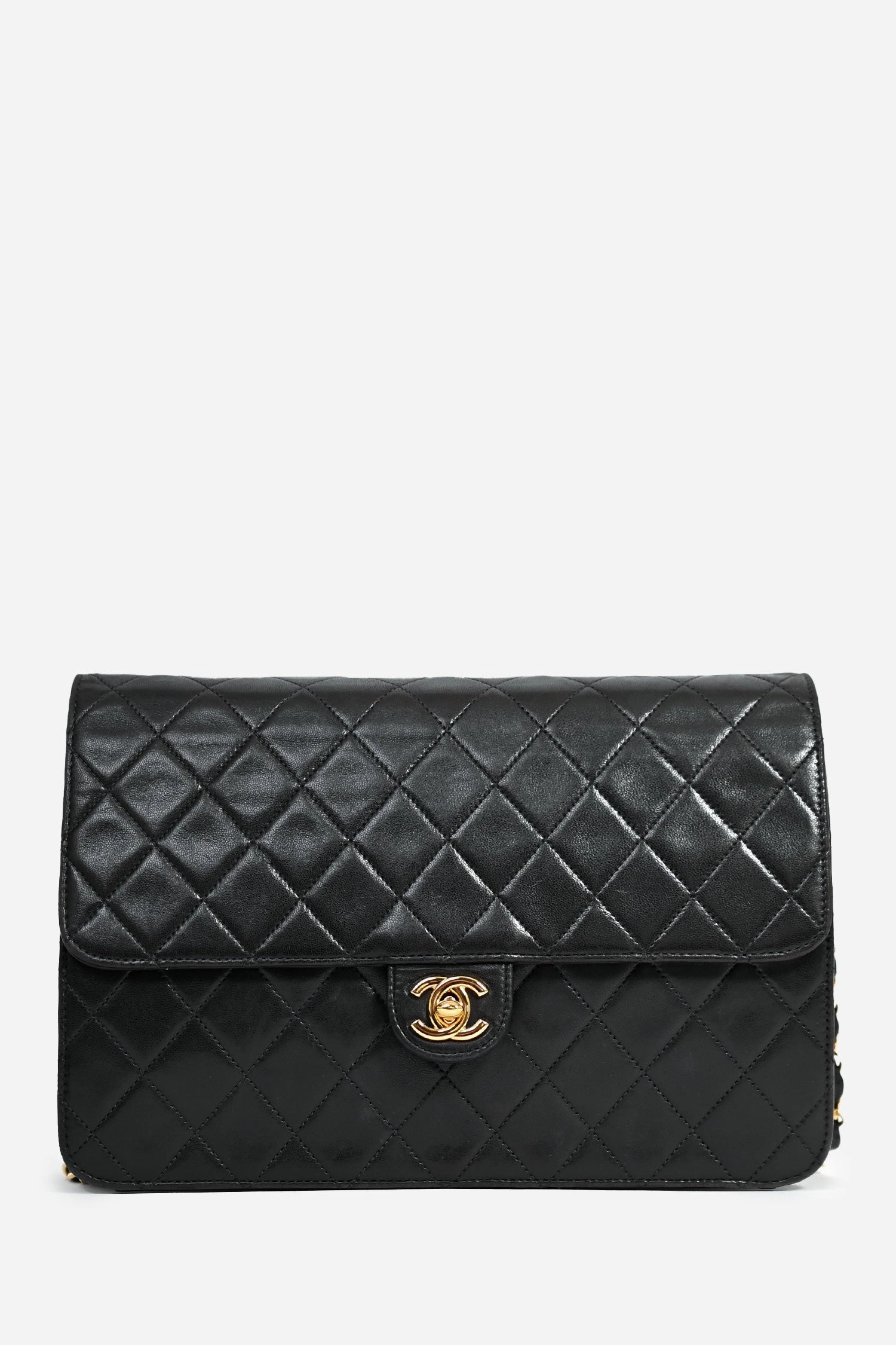Chanel 1994 Black Lambskin Single Chain Flap Bag
