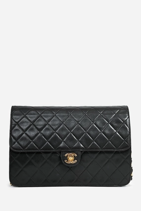 Chanel 1994 Black Lambskin Single Chain Flap Bag