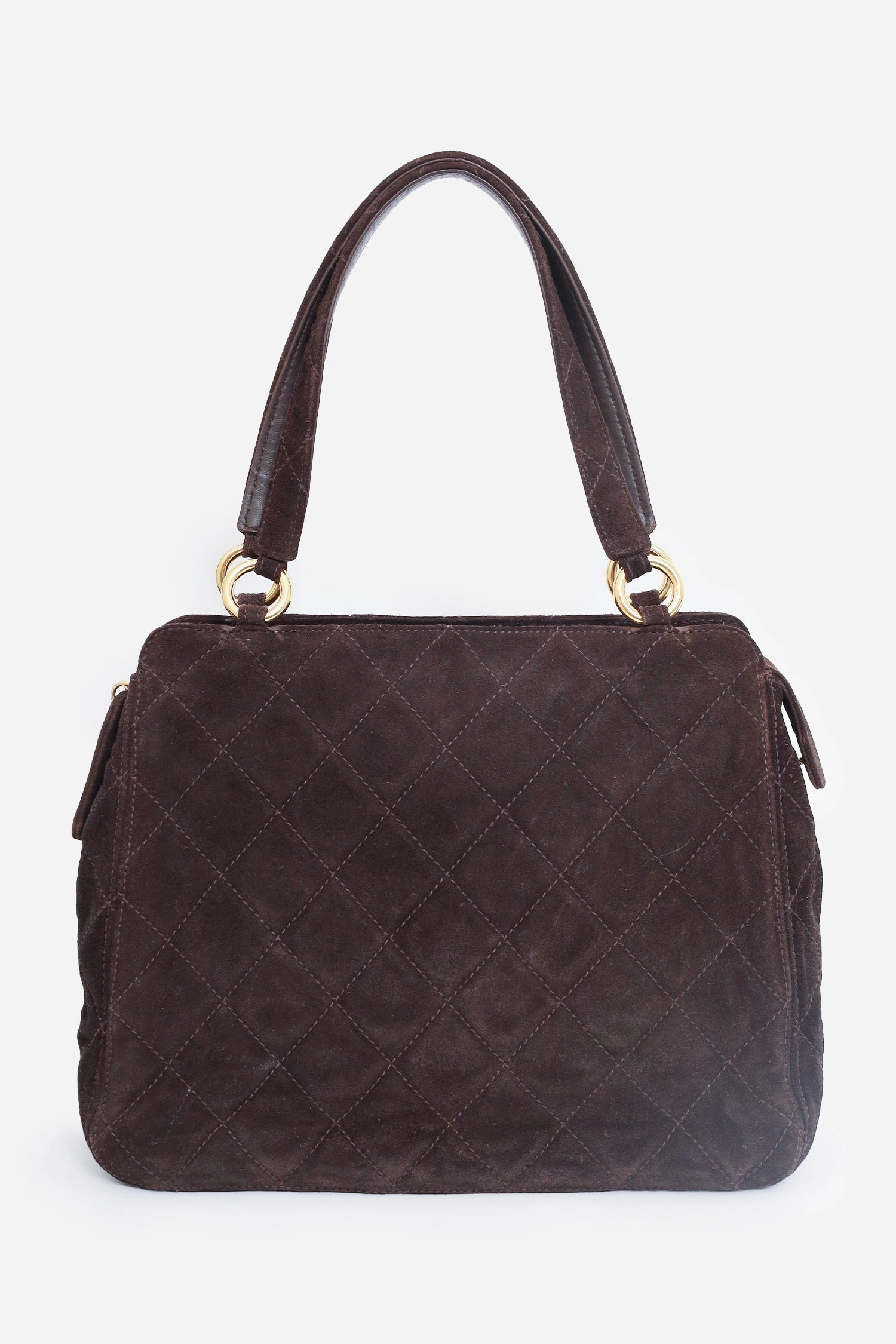 Chanel 1997-99 Brown Suede Quilted Mini Tote