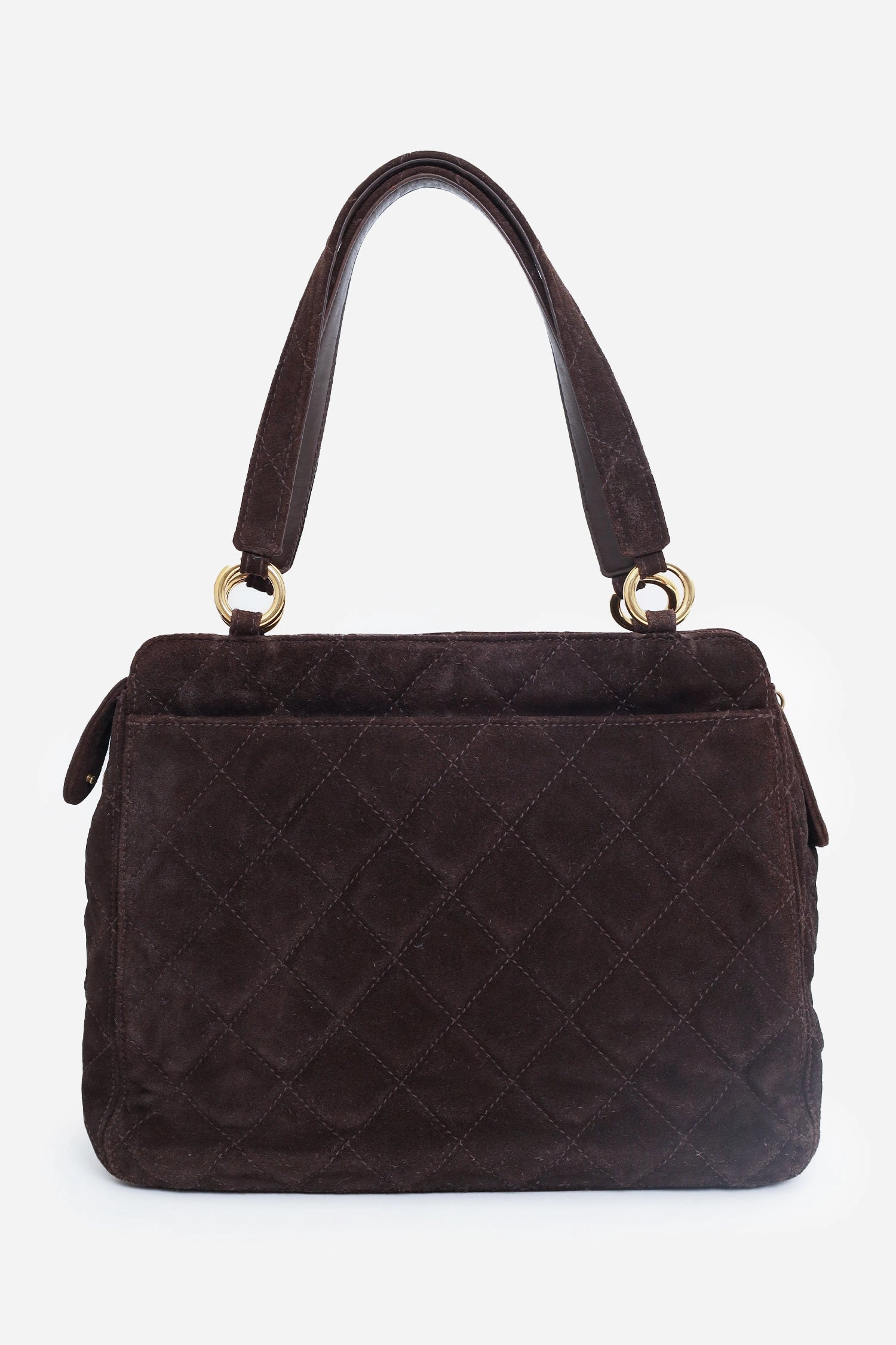 Chanel 1997-99 Brown Suede Quilted Mini Tote