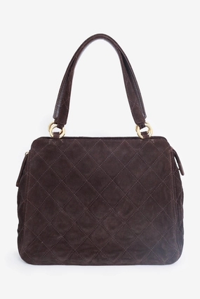 Chanel 1997-99 Brown Suede Quilted Mini Tote