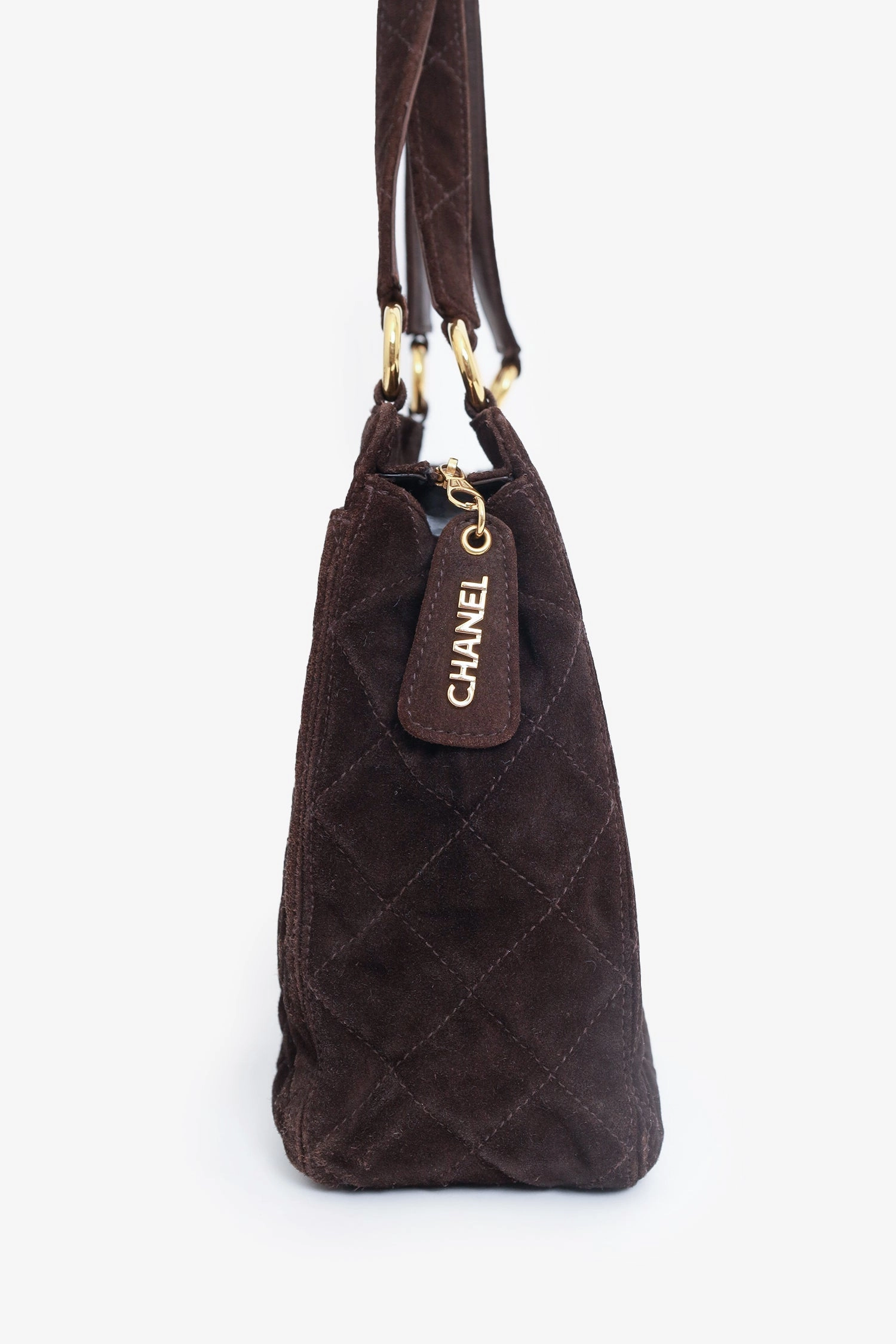 Chanel 1997-99 Brown Suede Quilted Mini Tote