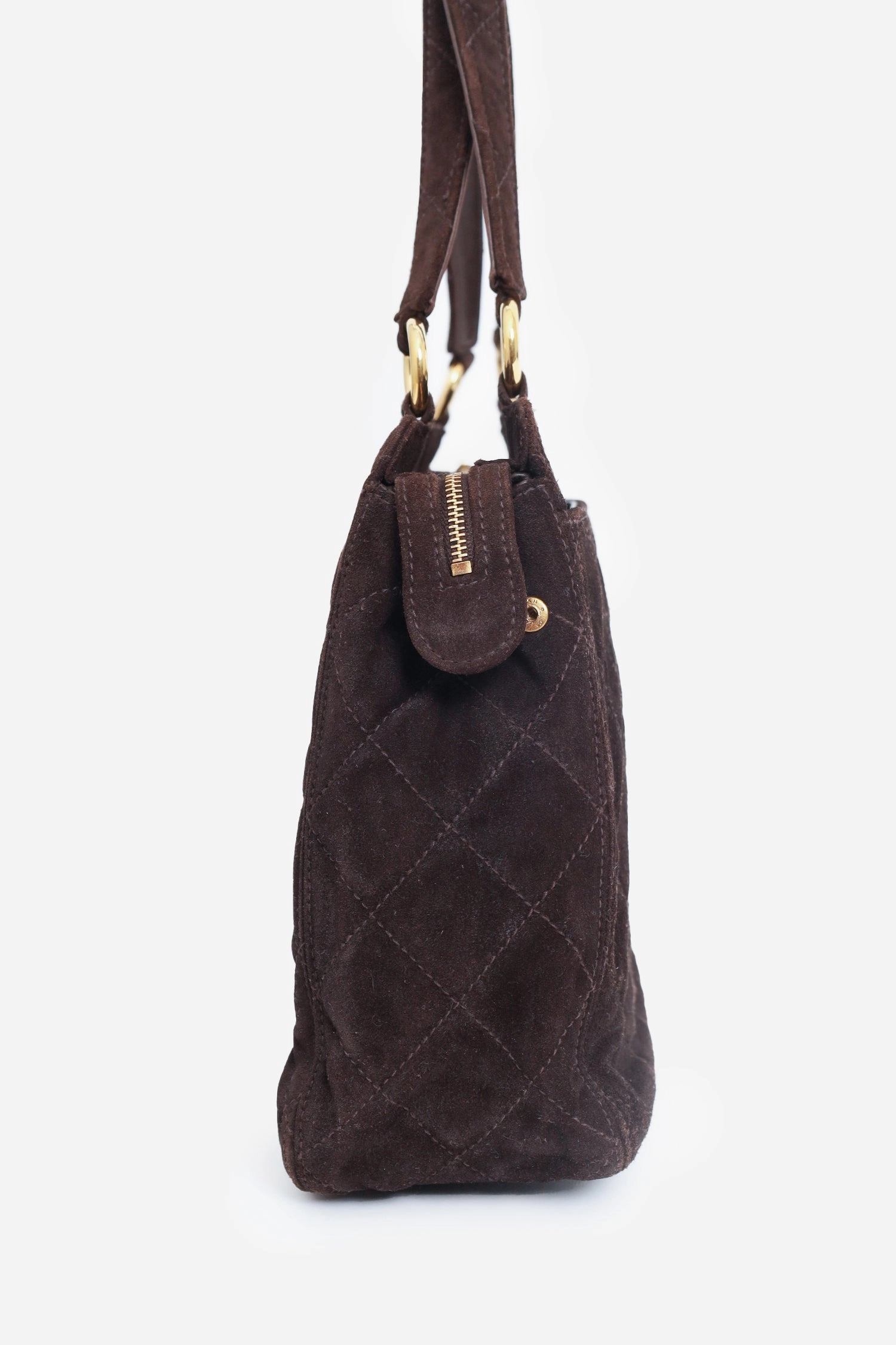 Chanel 1997-99 Brown Suede Quilted Mini Tote