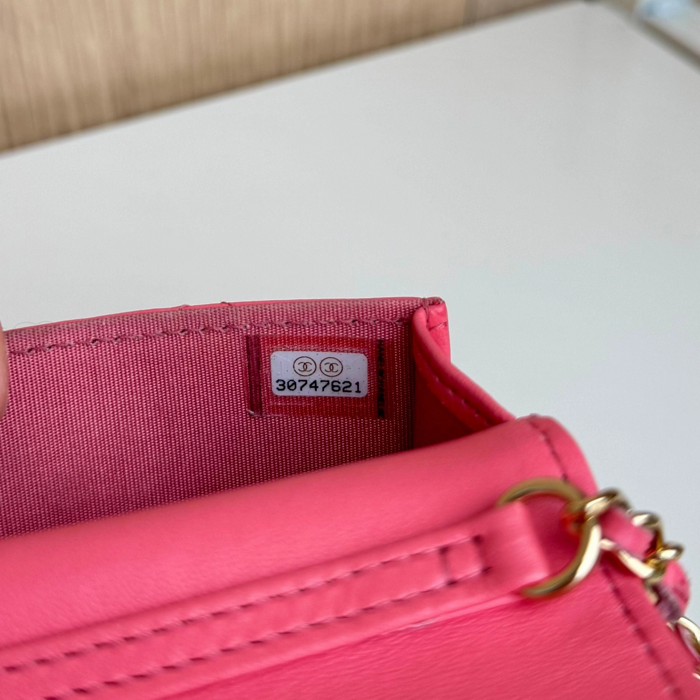 Chanel 19 Lovely Chanel Pochette Classique shoulder bag limited edition of 12 cm in pink quilted leather, champagne metal trim ref 3185