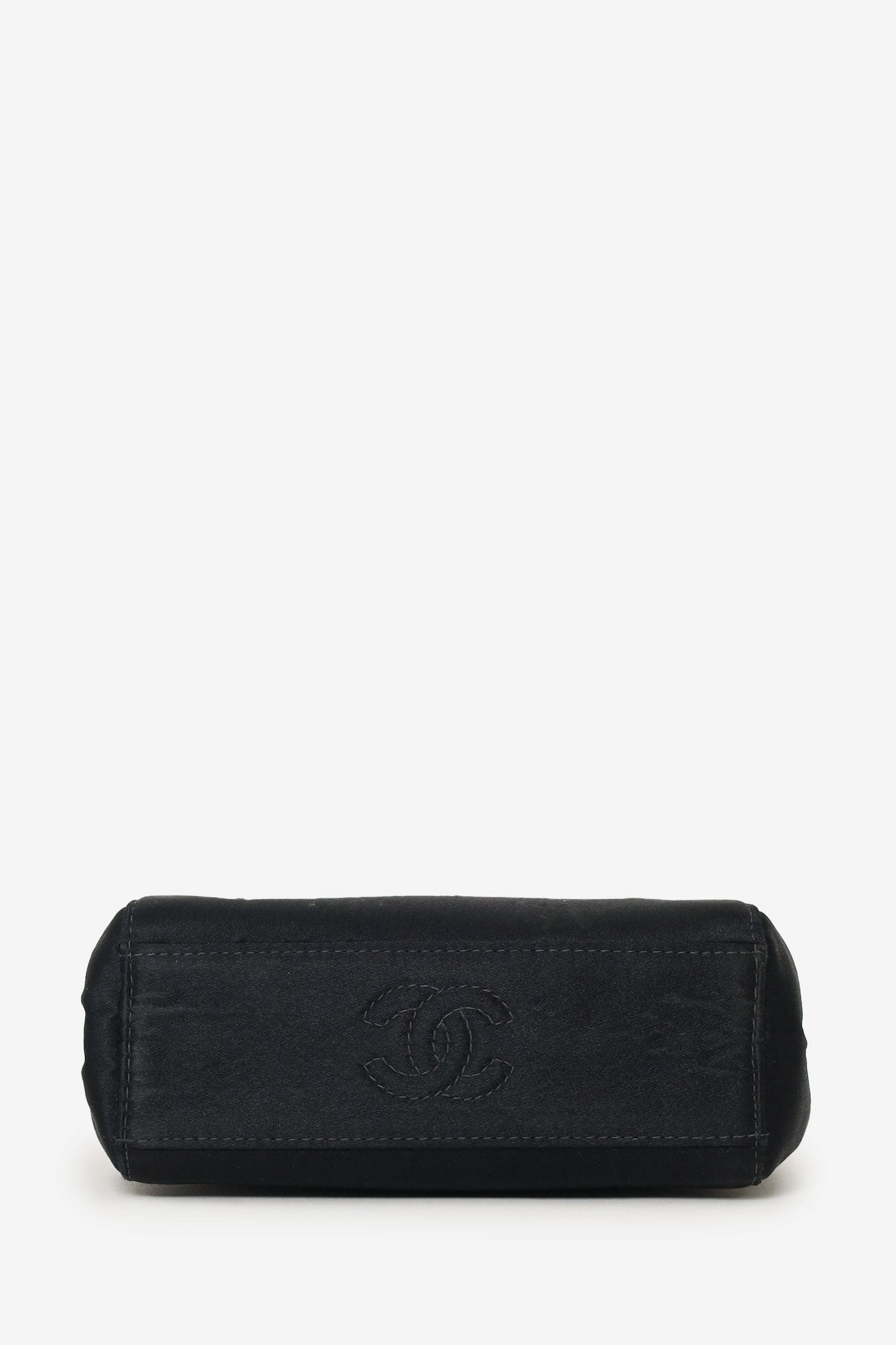 Chanel 2000-02 Black Satin Crystal Mini Camellia Bag