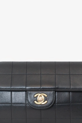 Chanel 2003-04 Black Lambskin Chocolate Bar East West Shoulder Bag