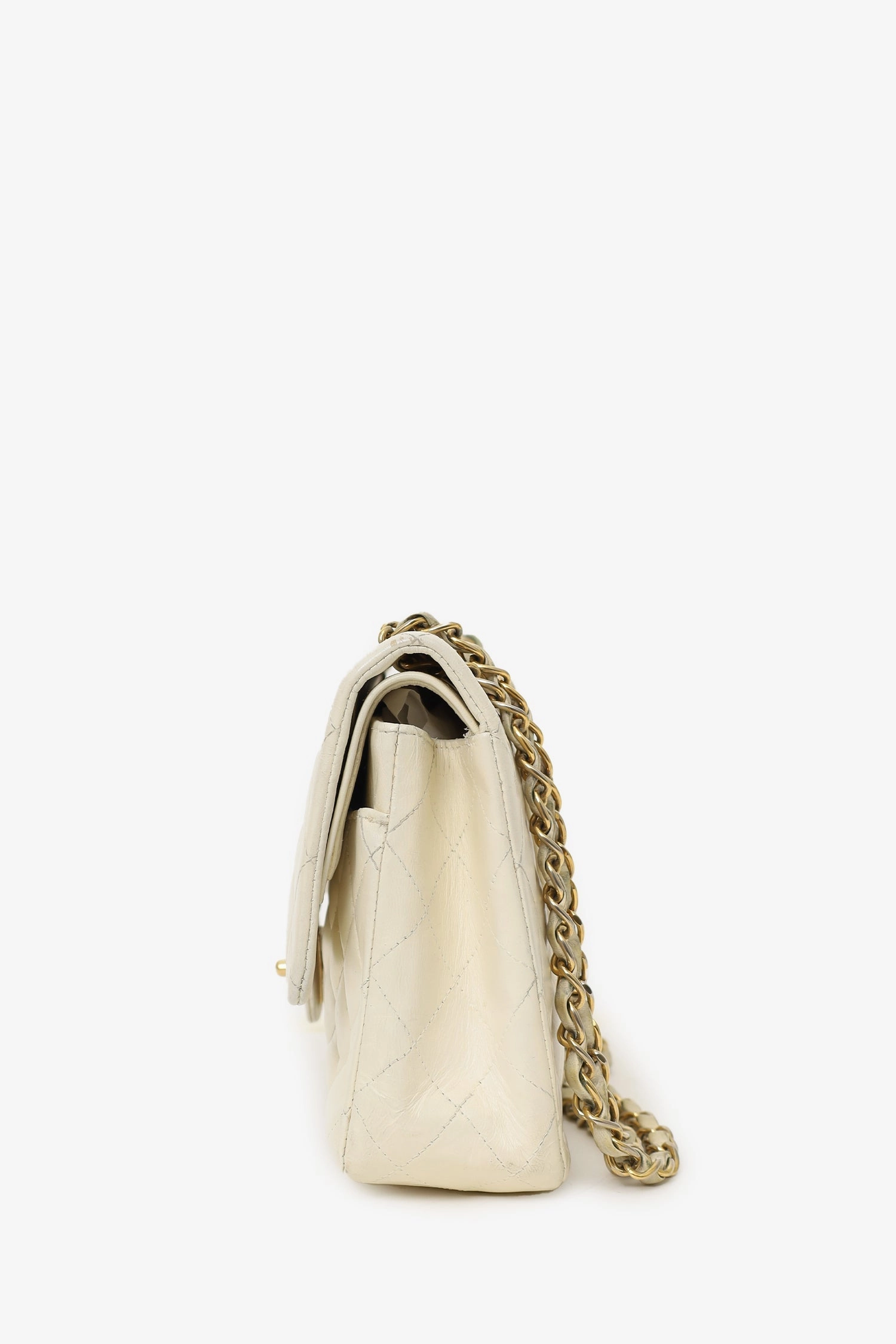 Chanel 2003-04 White Lambskin Medium Double Flap Bag 'As Is'