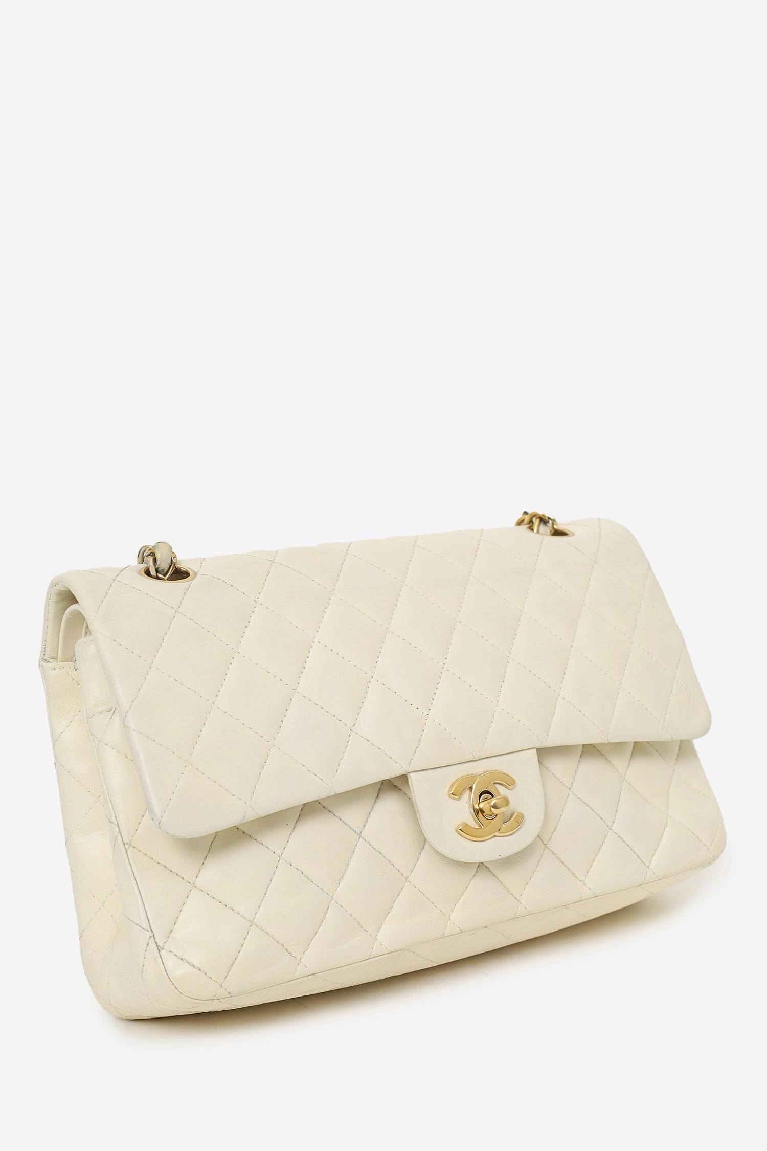 Chanel 2003-04 White Lambskin Medium Double Flap Bag 'As Is'