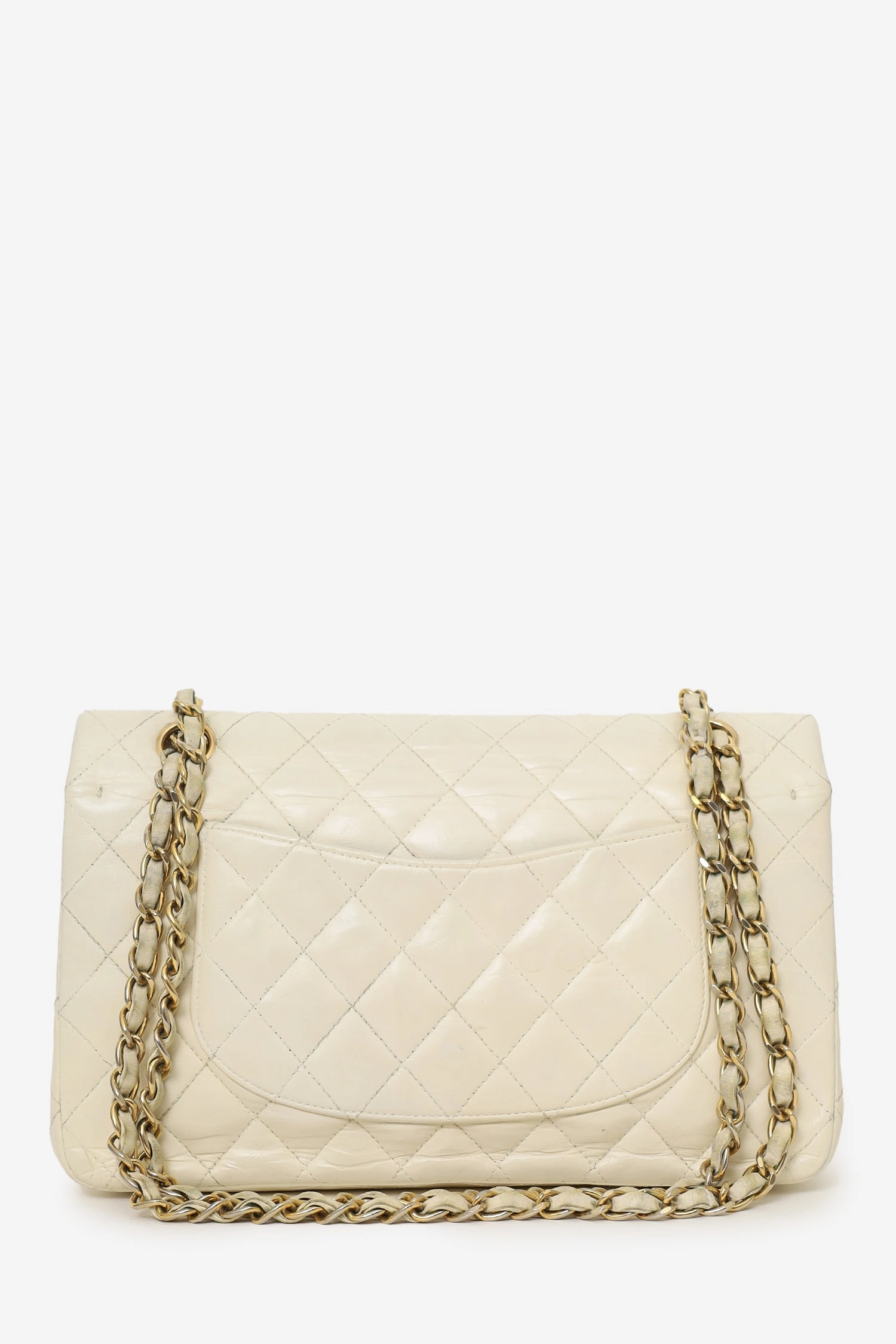 Chanel 2003-04 White Lambskin Medium Double Flap Bag 'As Is'