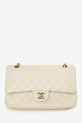 Chanel 2003-04 White Lambskin Medium Double Flap Bag 'As Is'
