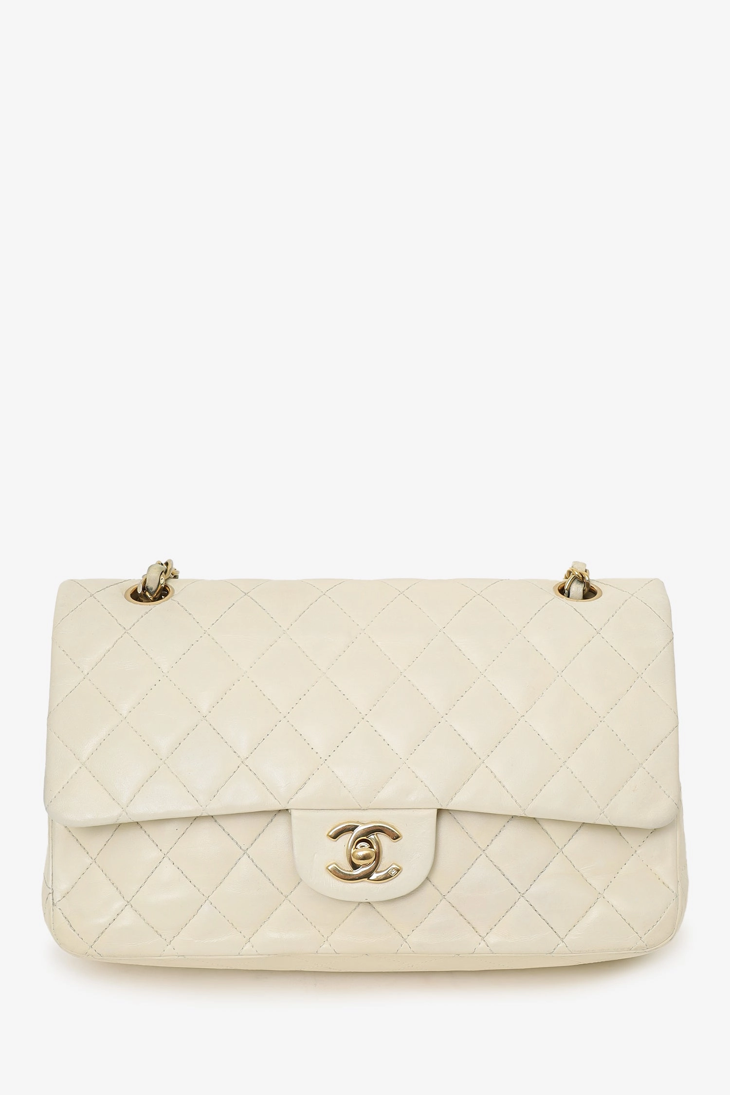 Chanel 2003-04 White Lambskin Medium Double Flap Bag 'As Is'