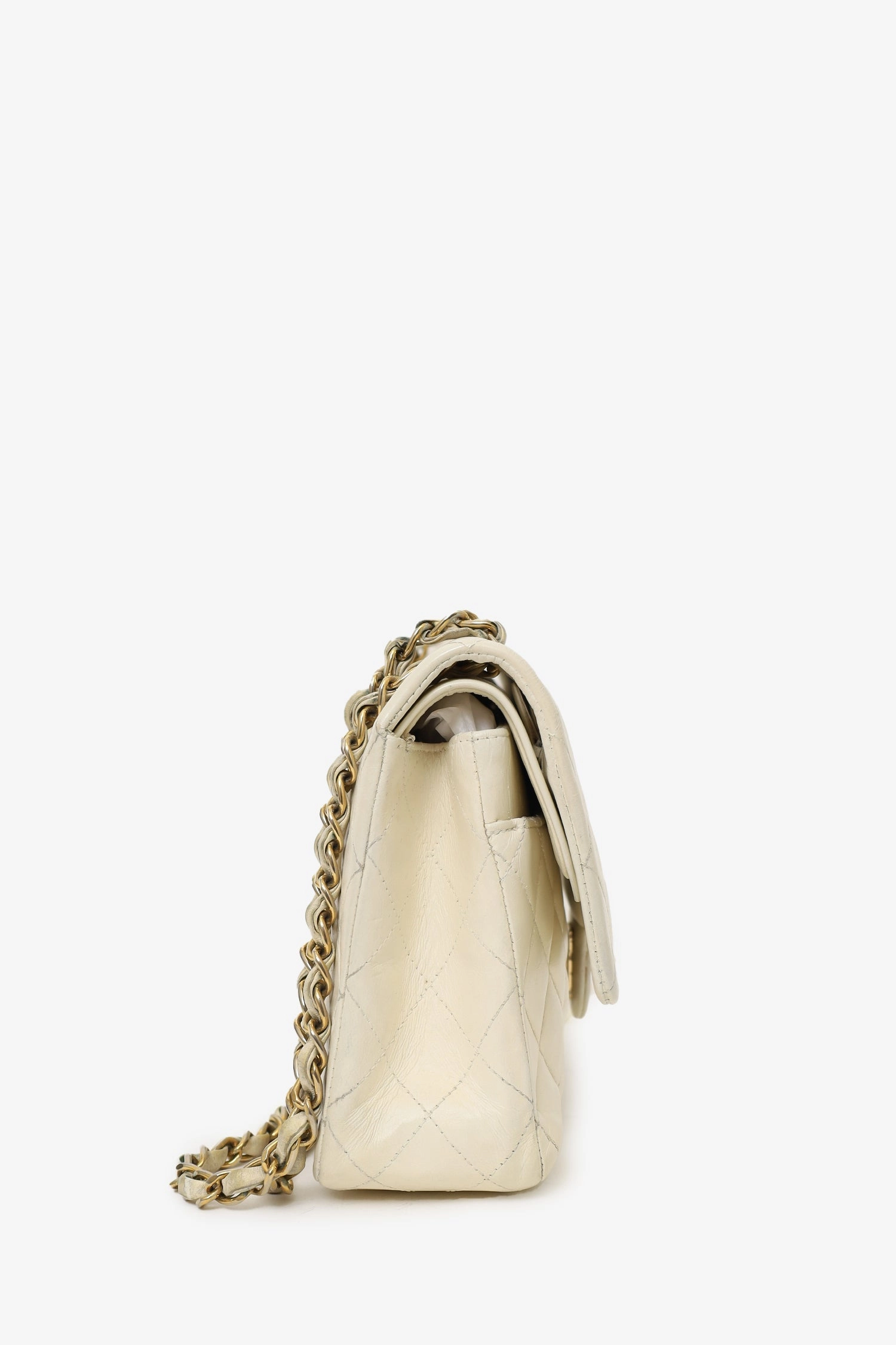 Chanel 2003-04 White Lambskin Medium Double Flap Bag 'As Is'