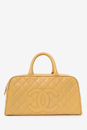 Chanel 2004-05 Beige Caviar Large Bowler Bag