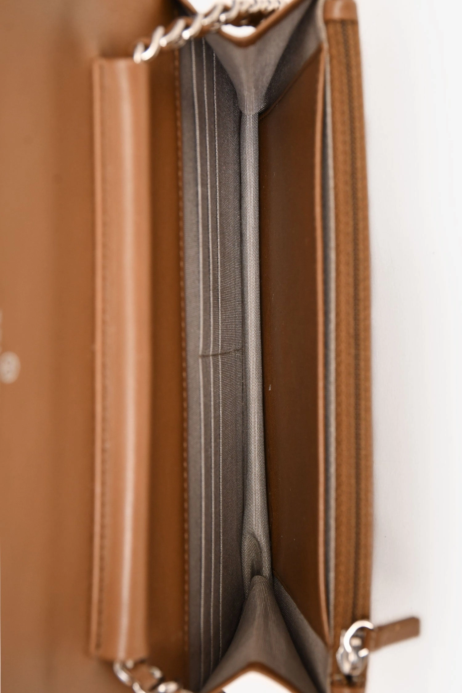 Chanel 2012-13 Brown Caviar Leather CC Logo Wallet On Chain