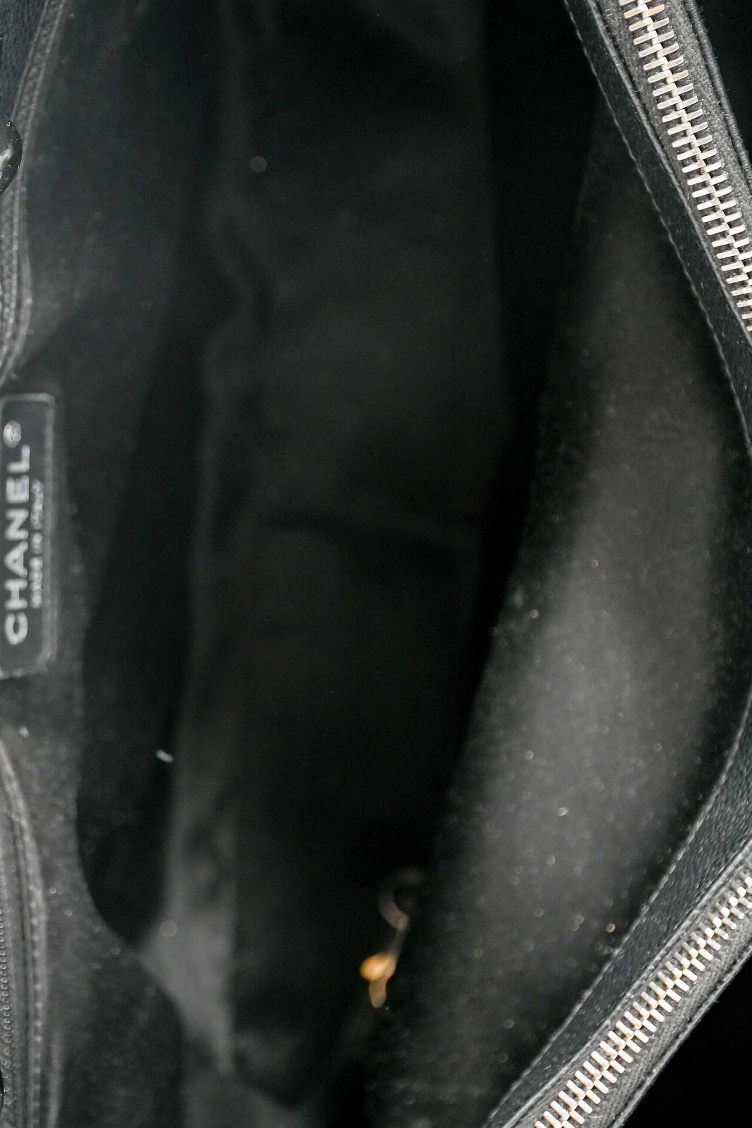 Chanel 2014 Black Caviar Leather Quilted CC Tote Bag (As Is)