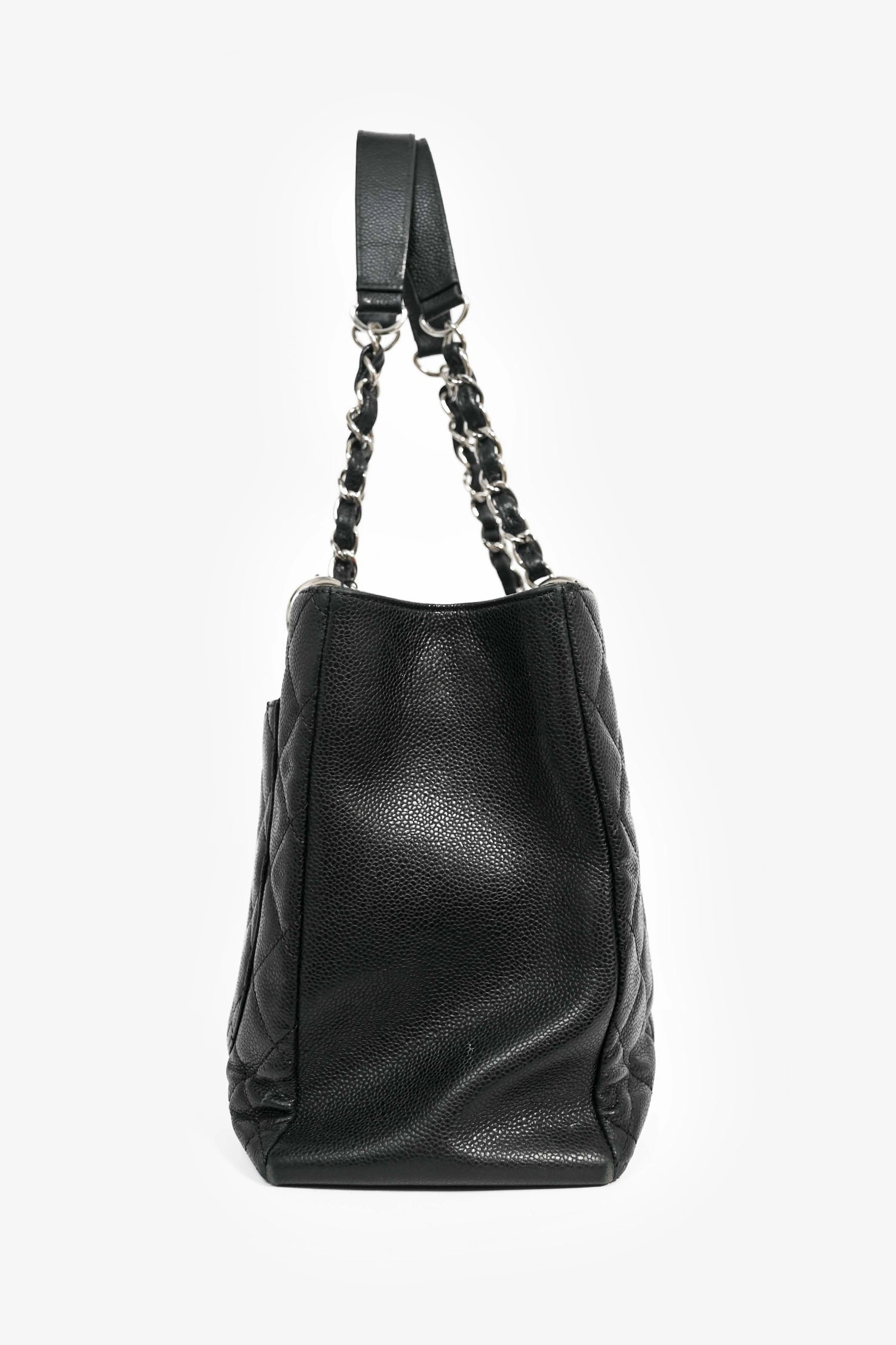 Chanel 2014 Black Caviar Leather Quilted CC Tote Bag (As Is)